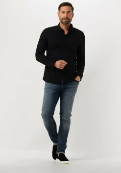 zwarte pure path casual overhemd jersey basis shirt