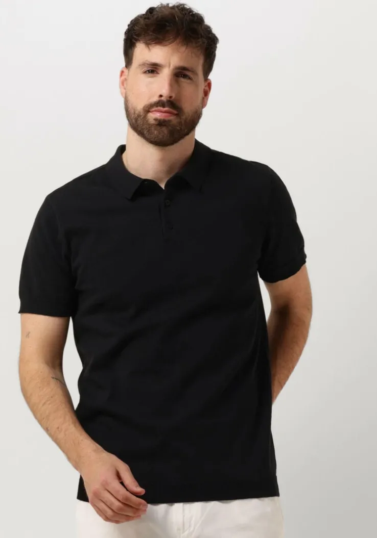 zwarte pure path polo knit polo with chestprint