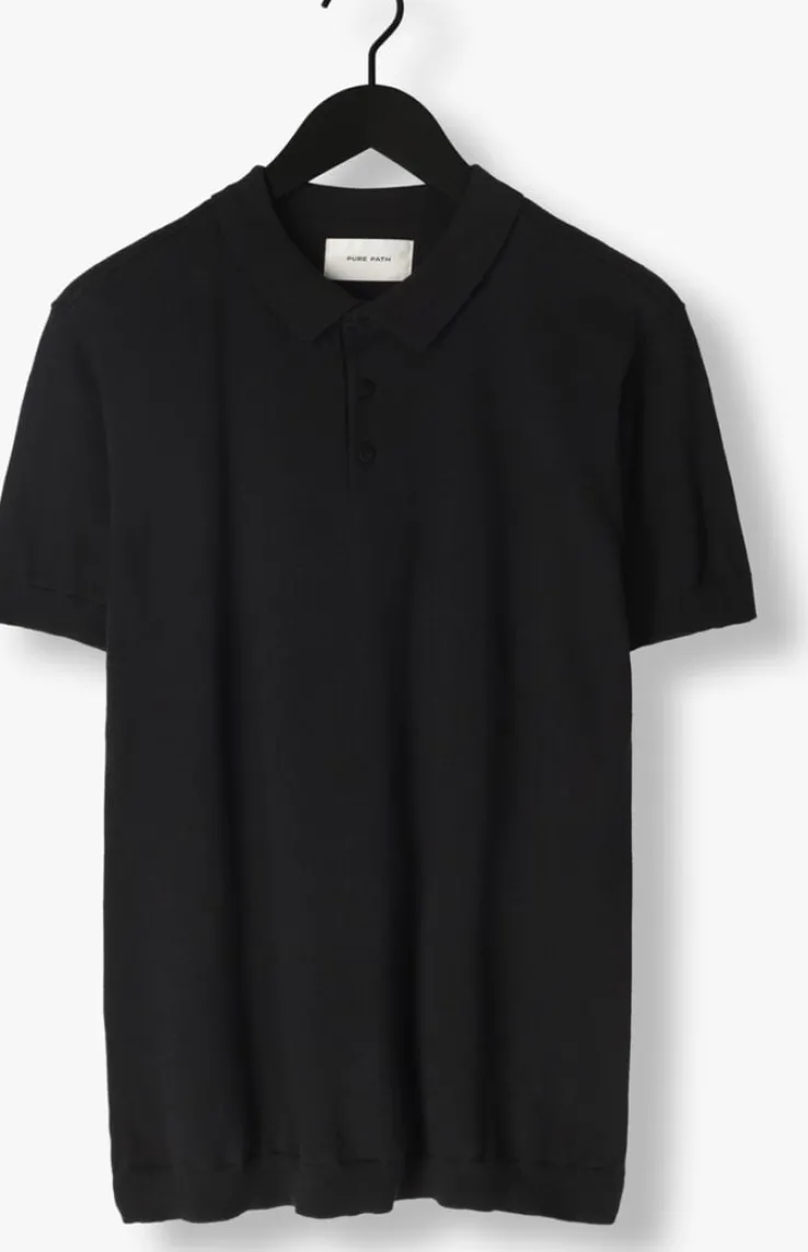 zwarte pure path polo knit polo with chestprint