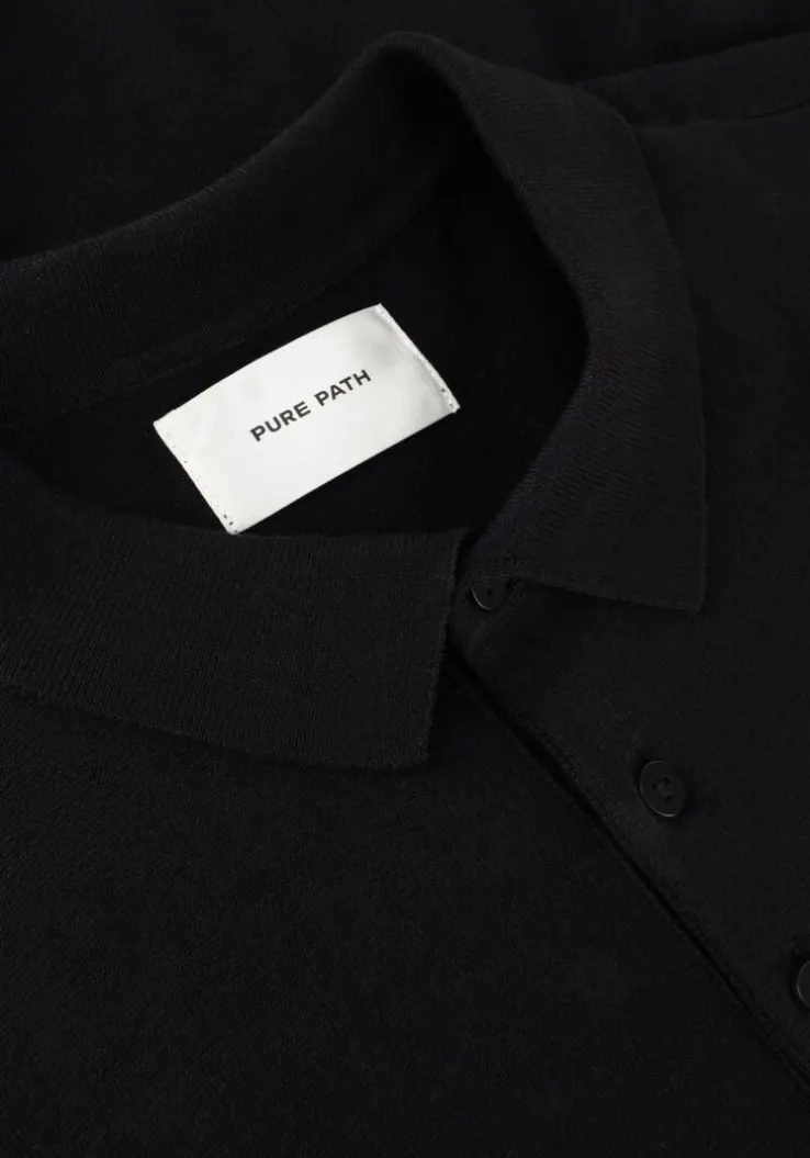 zwarte pure path polo knit polo with chestprint