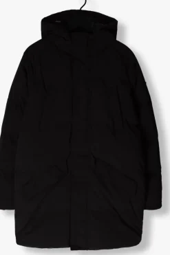 zwarte purewhite jack long padded jacket with pockets