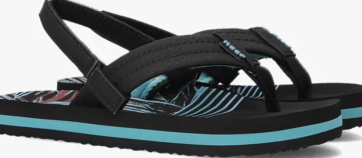 zwarte reef platte sandalen little ahi