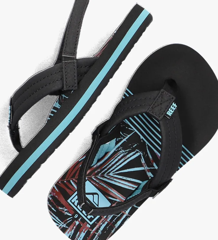 zwarte reef platte sandalen little ahi