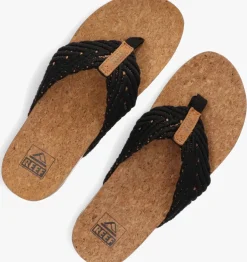 zwarte reef teenslippers cushion strand