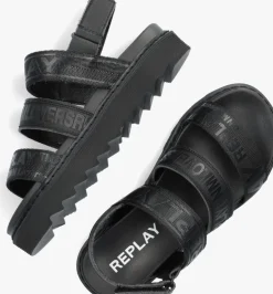 zwarte replay sandalen alicante jr tapes
