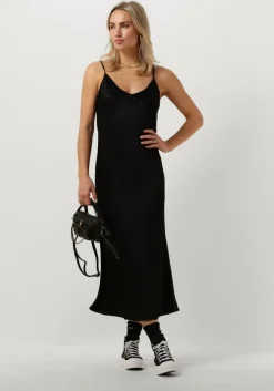 zwarte resort finest midi jurk slip dress