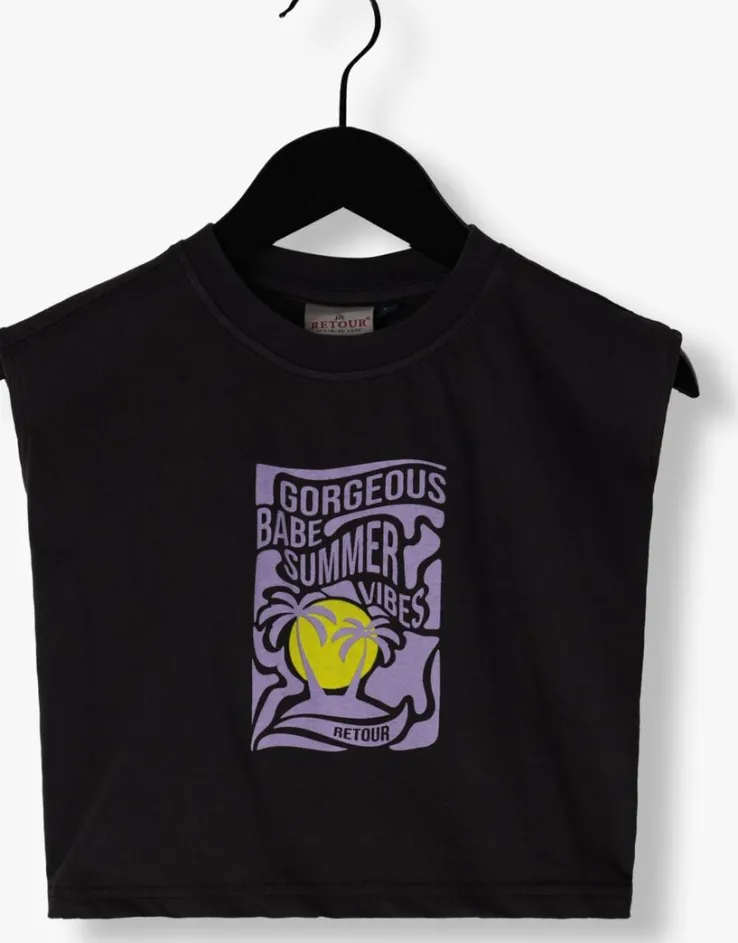 zwarte retour top calvina