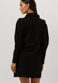 zwarte ruby tuesday mini jurk rozzyn collar dress with placket and sleeve detail