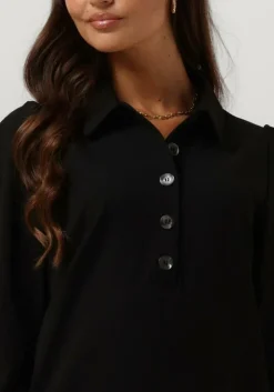 zwarte ruby tuesday mini jurk rozzyn collar dress with placket and sleeve detail