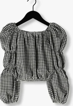 zwarte salty stitch top ballon top - gingham