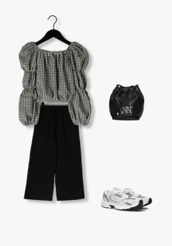 zwarte salty stitch top ballon top - gingham