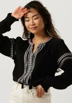 zwarte scotch & soda blouses balloon sleeve embroidery top