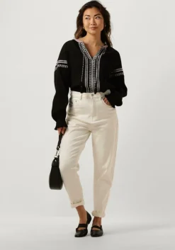 zwarte scotch & soda blouses balloon sleeve embroidery top