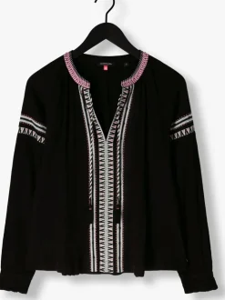 zwarte scotch & soda blouses balloon sleeve embroidery top