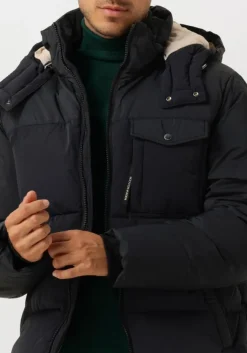 zwarte scotch & soda gewatteerde jas hooded puffer jacket