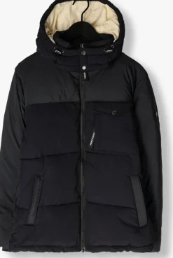 zwarte scotch & soda gewatteerde jas hooded puffer jacket