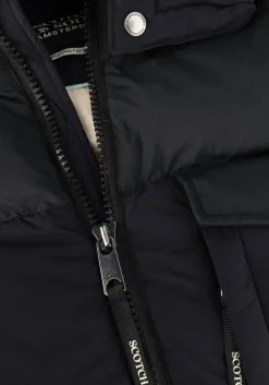 zwarte scotch & soda gewatteerde jas hooded puffer jacket