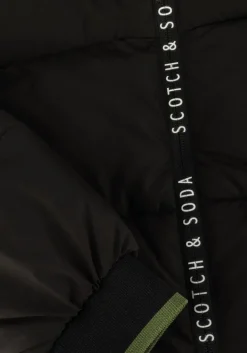 zwarte scotch & soda gewatteerde jas water repellent hooded puffer jacket