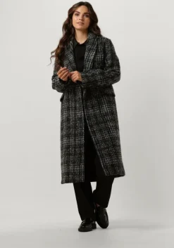 zwarte scotch & soda mantel double breasted coat in a blue check