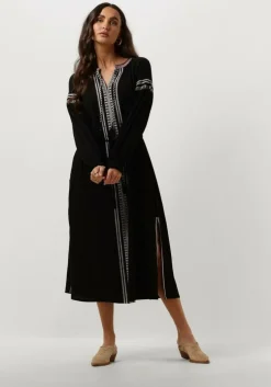 zwarte scotch & soda midi jurk midi dress with embroidery details