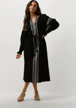 zwarte scotch & soda midi jurk midi dress with embroidery details