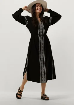 zwarte scotch & soda midi jurk midi dress with embroidery details