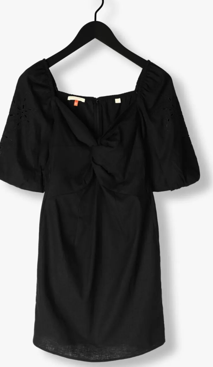 zwarte scotch & soda mini jurk mini dress with broderie anglaise sleeve