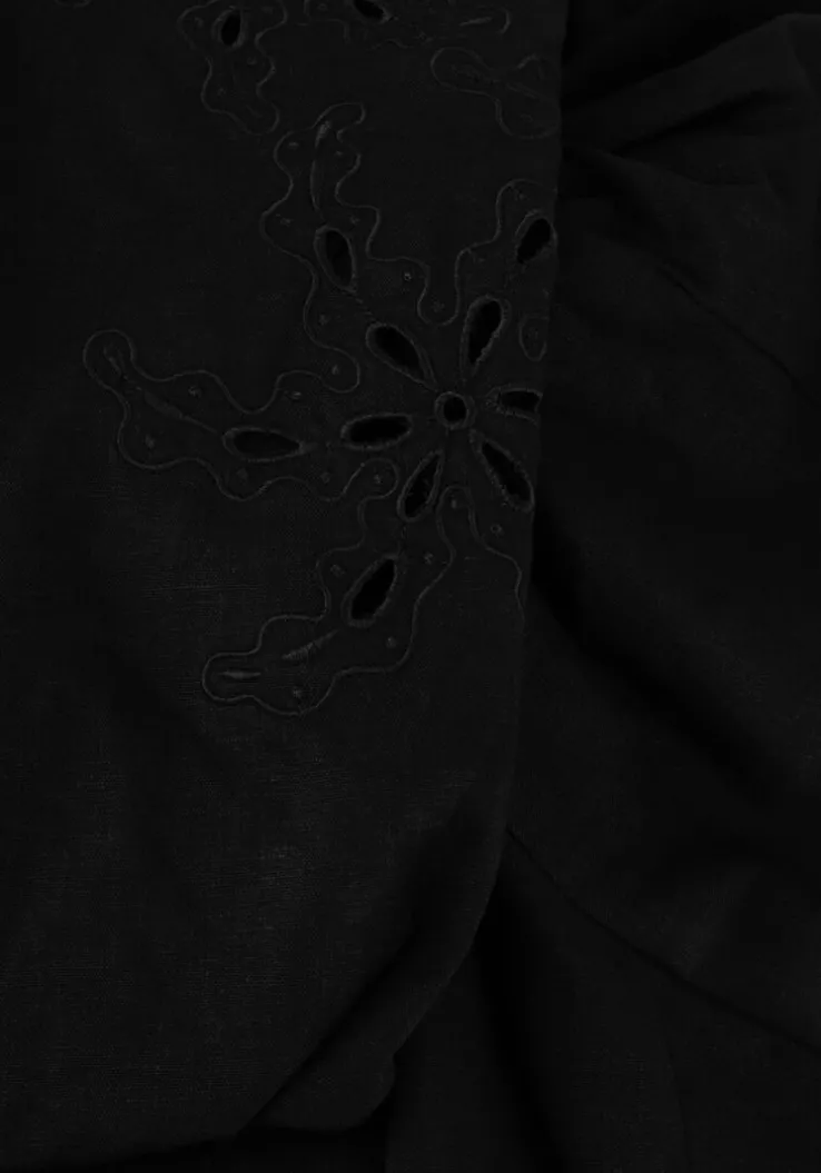 zwarte scotch & soda mini jurk mini dress with broderie anglaise sleeve