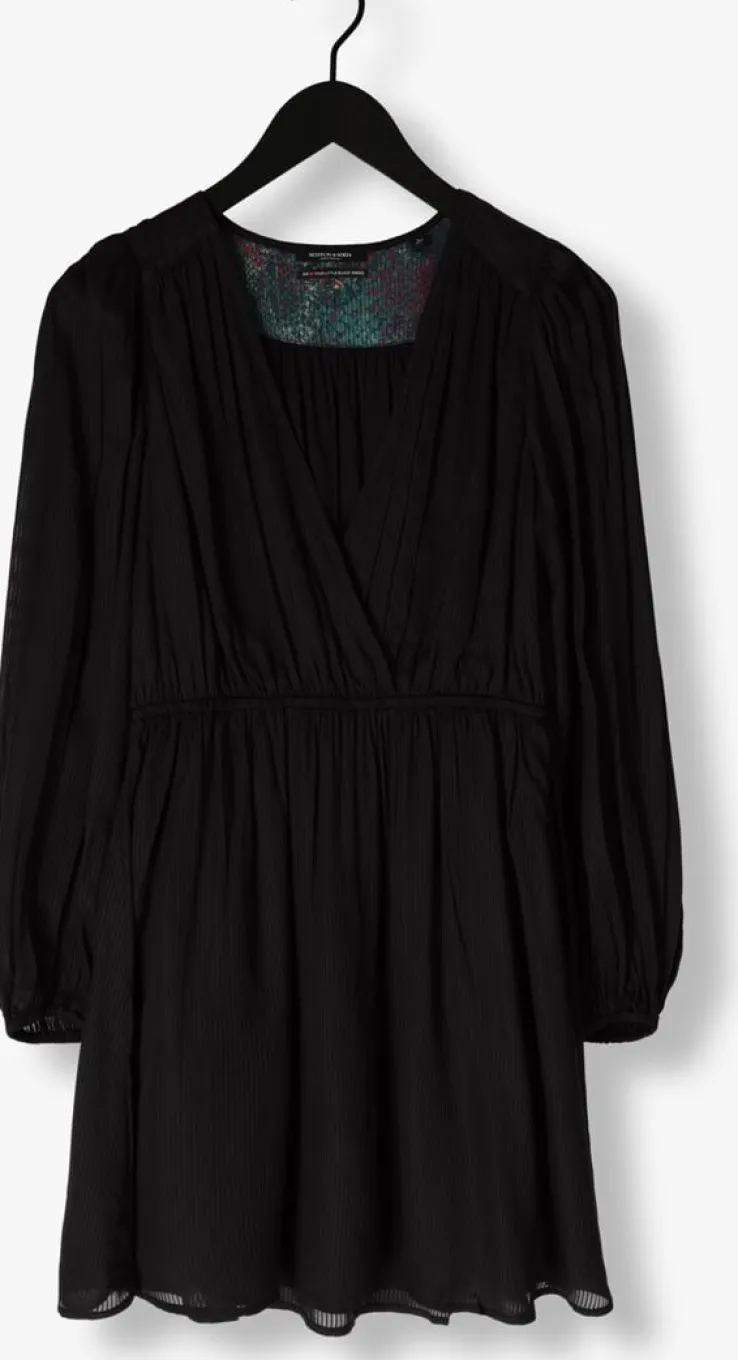 zwarte scotch & soda mini jurk balloon sleeve mini dress