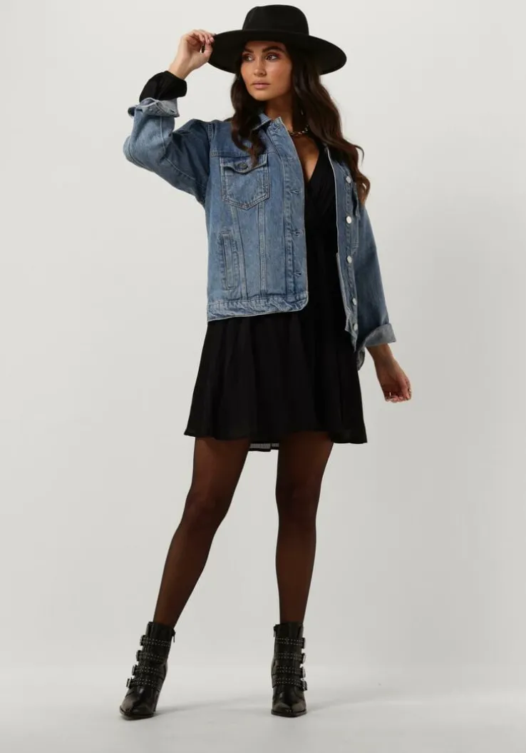 zwarte scotch & soda mini jurk balloon sleeve mini dress