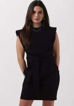 zwarte scotch & soda mini jurk tie waist mini jersey dress