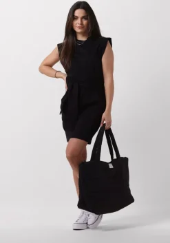 zwarte scotch & soda mini jurk tie waist mini jersey dress