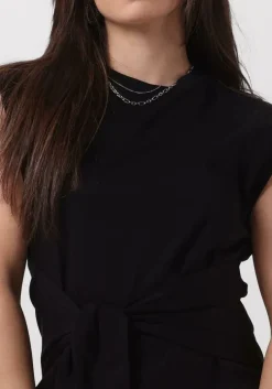 zwarte scotch & soda mini jurk tie waist mini jersey dress