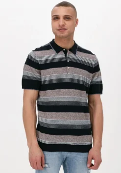 zwarte scotch & soda polo knitted structured linen-blend polo