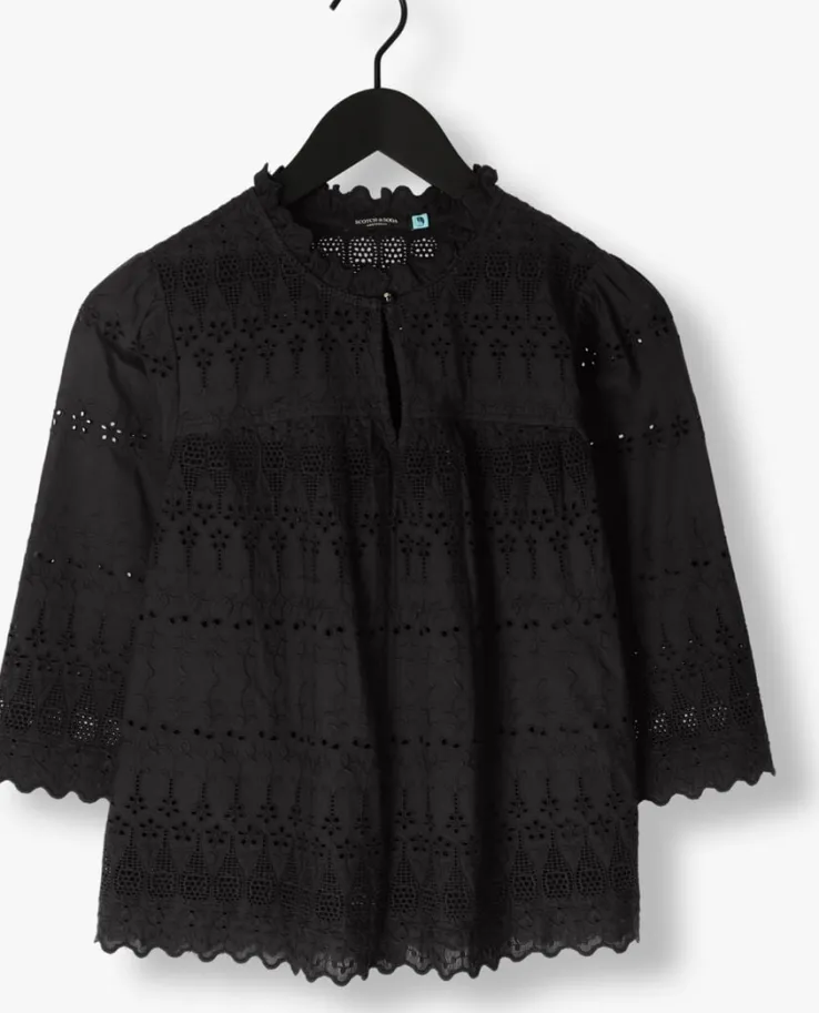 zwarte scotch & soda top broderie anglaise top