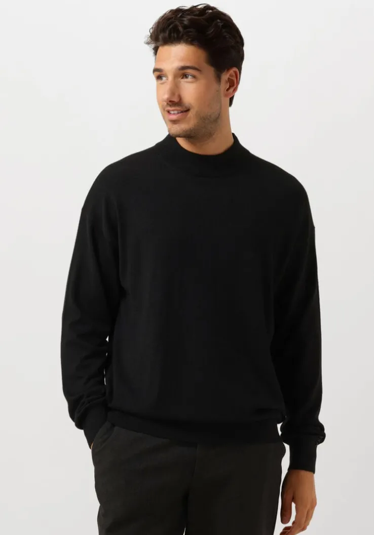zwarte scotch & soda trui dropped shoulder mock neck pullover