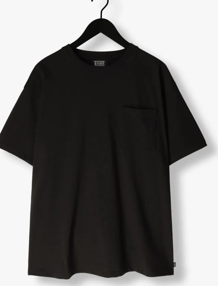 zwarte scotch & soda t-shirt 3 crosses loose fit pocket t-shirt