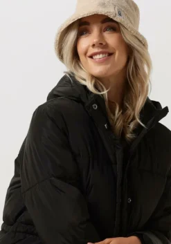 zwarte second female gewatteerde jas buff coat