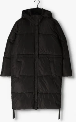 zwarte second female gewatteerde jas buff coat