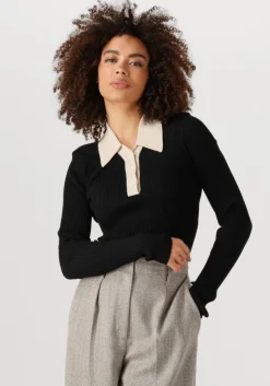 zwarte second female t-shirt josephine knit polo