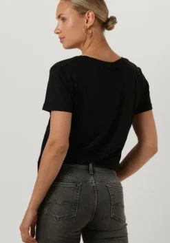 zwarte second female t-shirt peony o neck tee