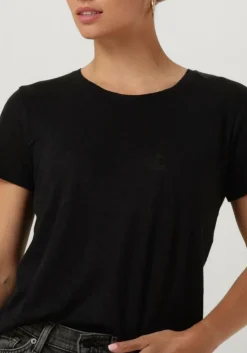 zwarte second female t-shirt peony o neck tee