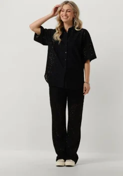 zwarte selected femme blouses slfkarola 2/4 oversize lace shirt