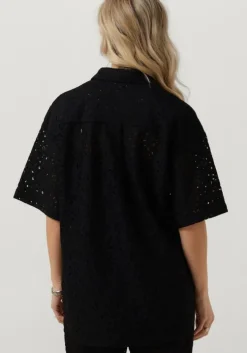 zwarte selected femme blouses slfkarola 2/4 oversize lace shirt