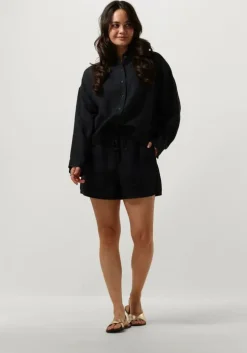 zwarte selected femme broeken slflinnie mw linen shorts