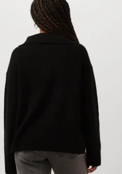 zwarte selected femme coltrui slfbloomie ls knit half zip