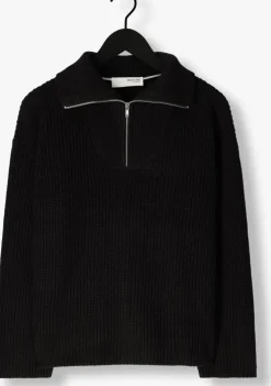 zwarte selected femme coltrui slfbloomie ls knit half zip