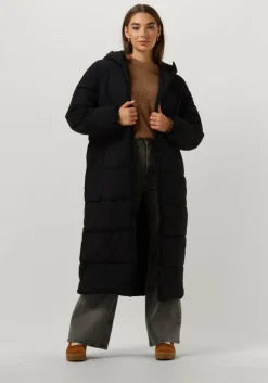 zwarte selected femme gewatteerde jas slfjanina long puffer coat