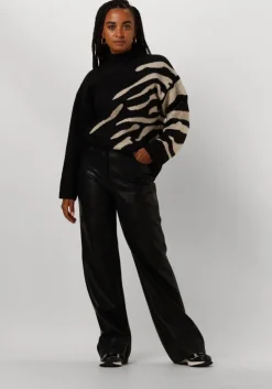 zwarte selected femme lange broeken slfannemai mw leather pant