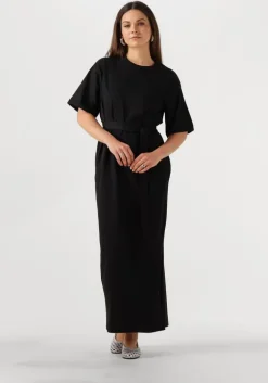 zwarte selected femme maxi jurk slfessential ss pocket ankle dress